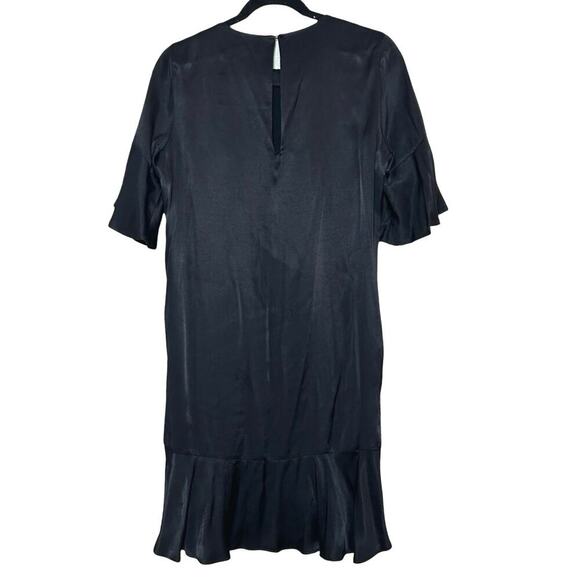 Zara Women’s Rose Embroidered Satin Knee Length Dress Black Size Small - Picture 3 of 9